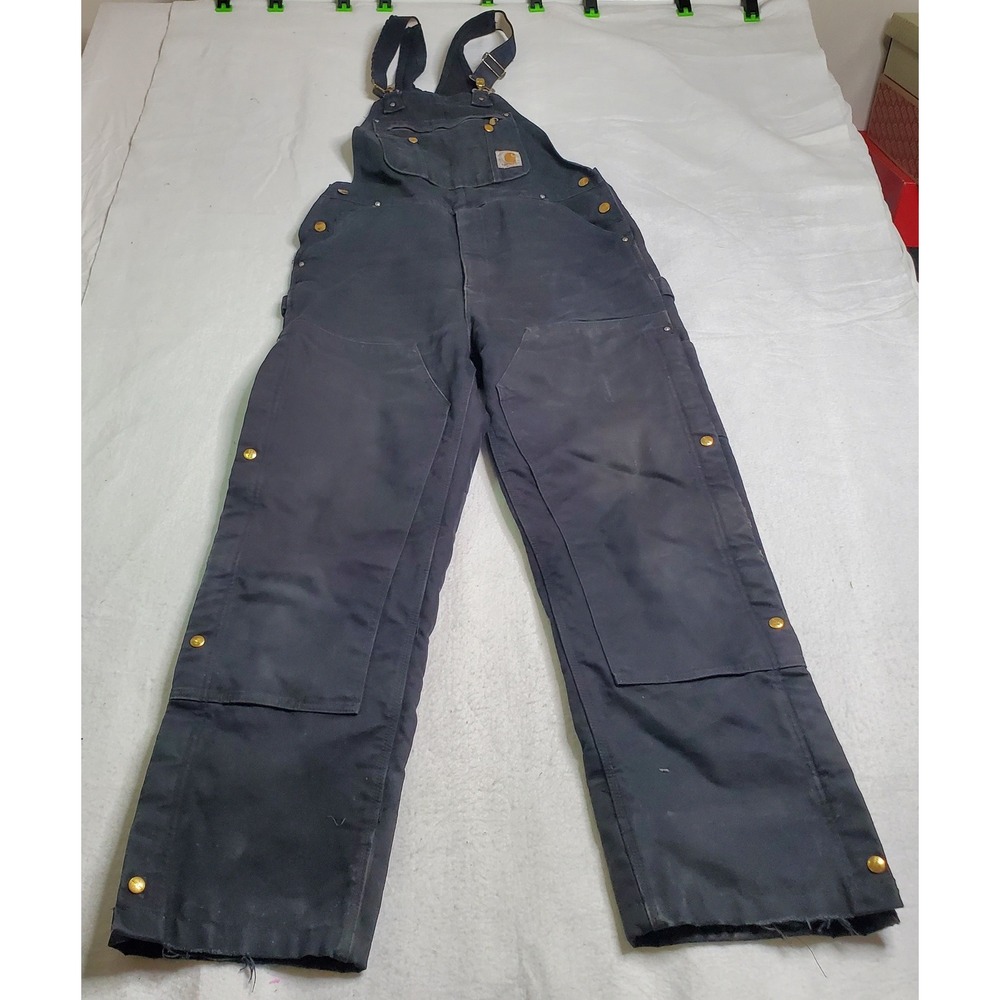 Carhartt Mens Bib Overalls Black Quilt Lined R41-BLK 36x32